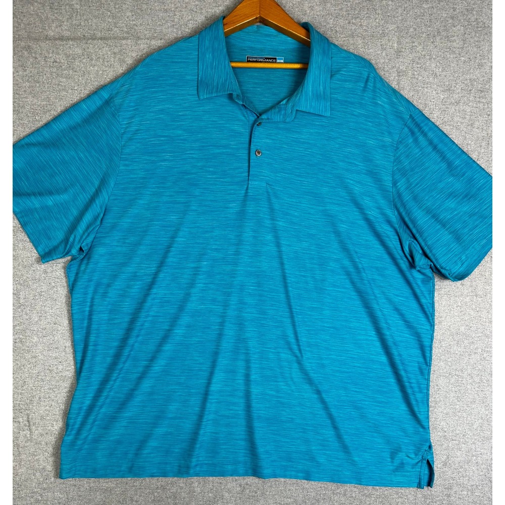 Roundtree Yorke Performance Polo Shirt Mens 3XB Turquoise Blue Golf Short Sleeve